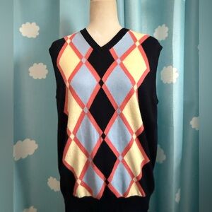 Alan Flusser golf argyle sweater vest- L